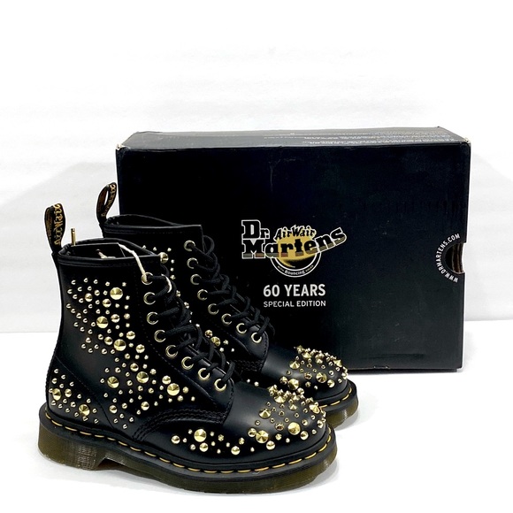 1460 midas smooth leather gold studded boots